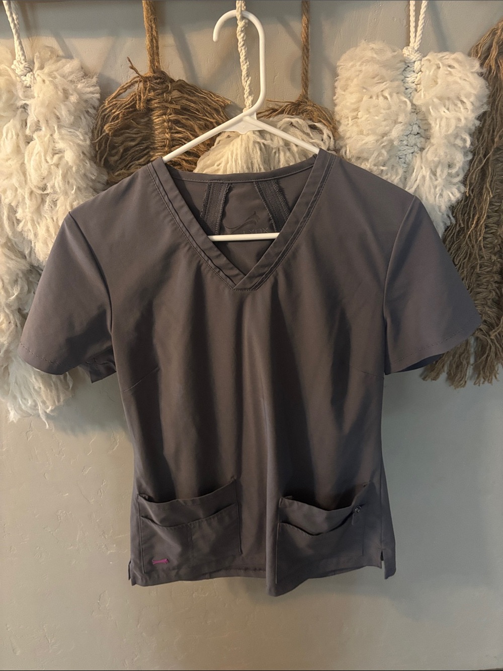 Women's Gray V-Neck Scrub Top